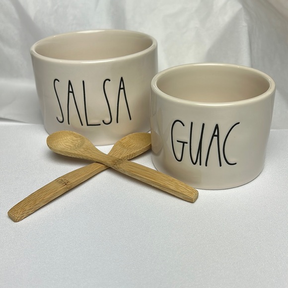 Rae Dunn Other - New In Box - RAE DUNN ARTISAN GUAC + SALSA SET WITH 2 BAMBOO SPOONS